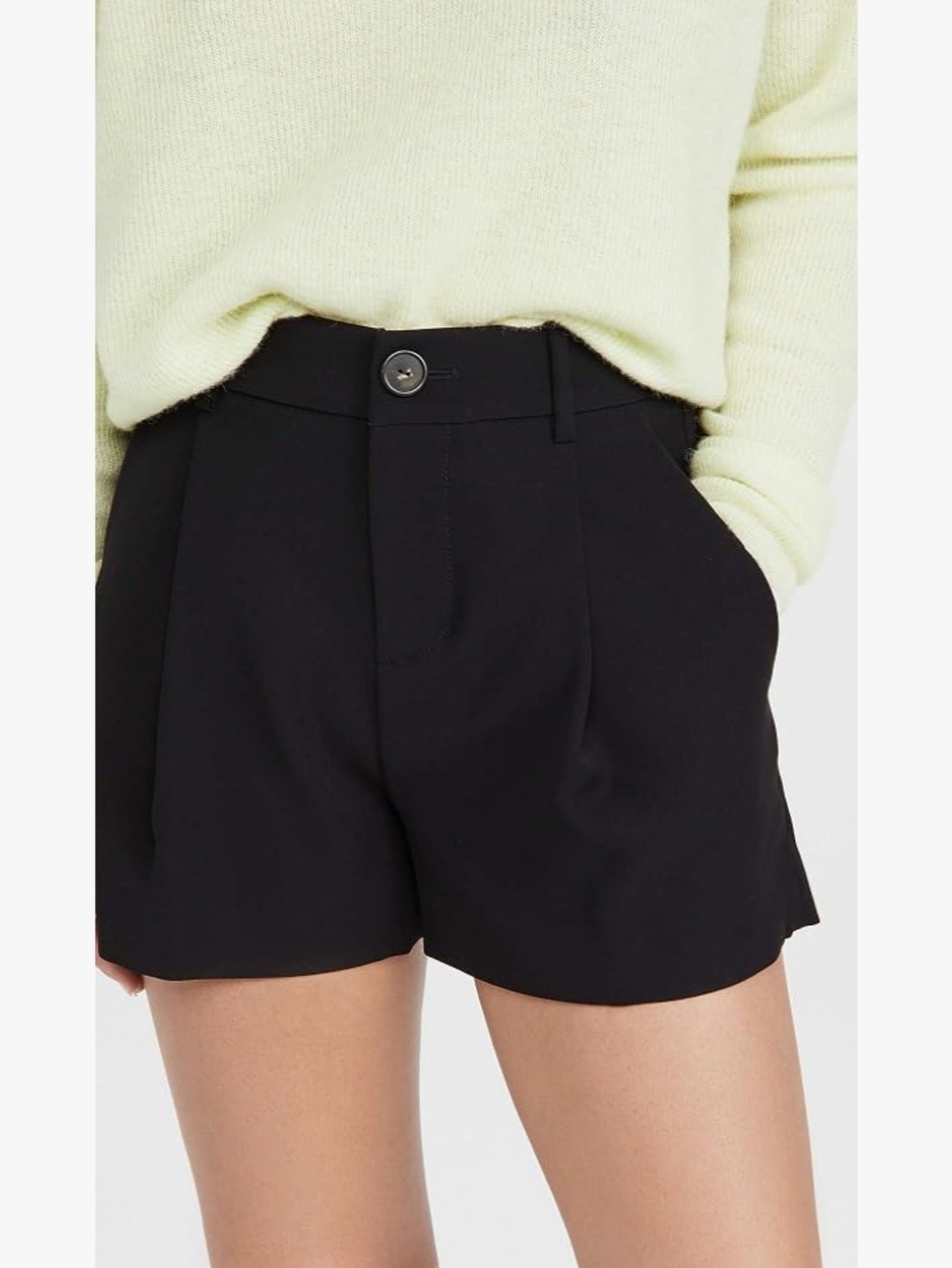 Vince Black High Rise Tailored Shorts Sz 4 Pleated Trouser Career Minimalist